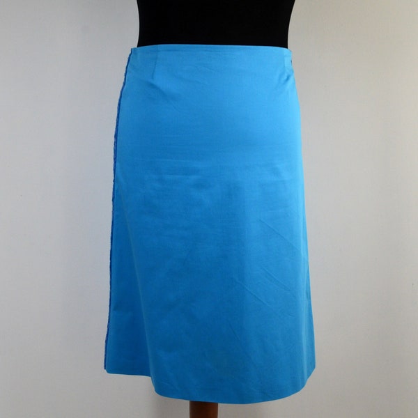 Escada Popeline Skirt Turquoise Blue Sequins