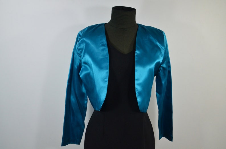 Satin Bolero short jacket turquoise 80s