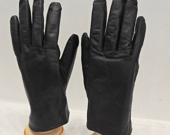 Damen Vintage Lederhandschuhe  schwarzbraun gefüttert