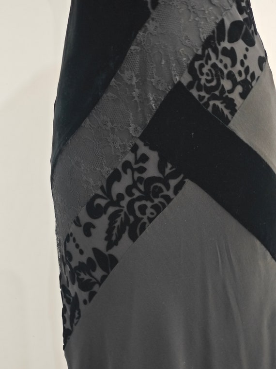 Laura Ashley long bias cut silk black dress - image 4