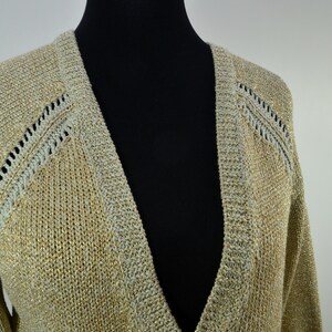 V-Neck Cardigan beige mit Lurexfaden 80er Bild 2