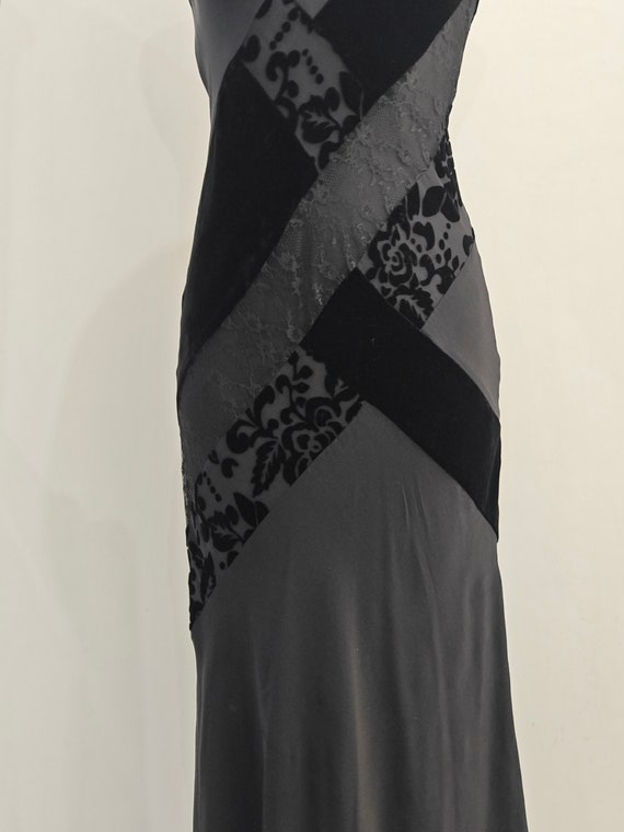 Laura Ashley long bias cut silk black dress - image 3