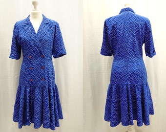 Vintage Sommerkleid blau weiß Paris der 70er