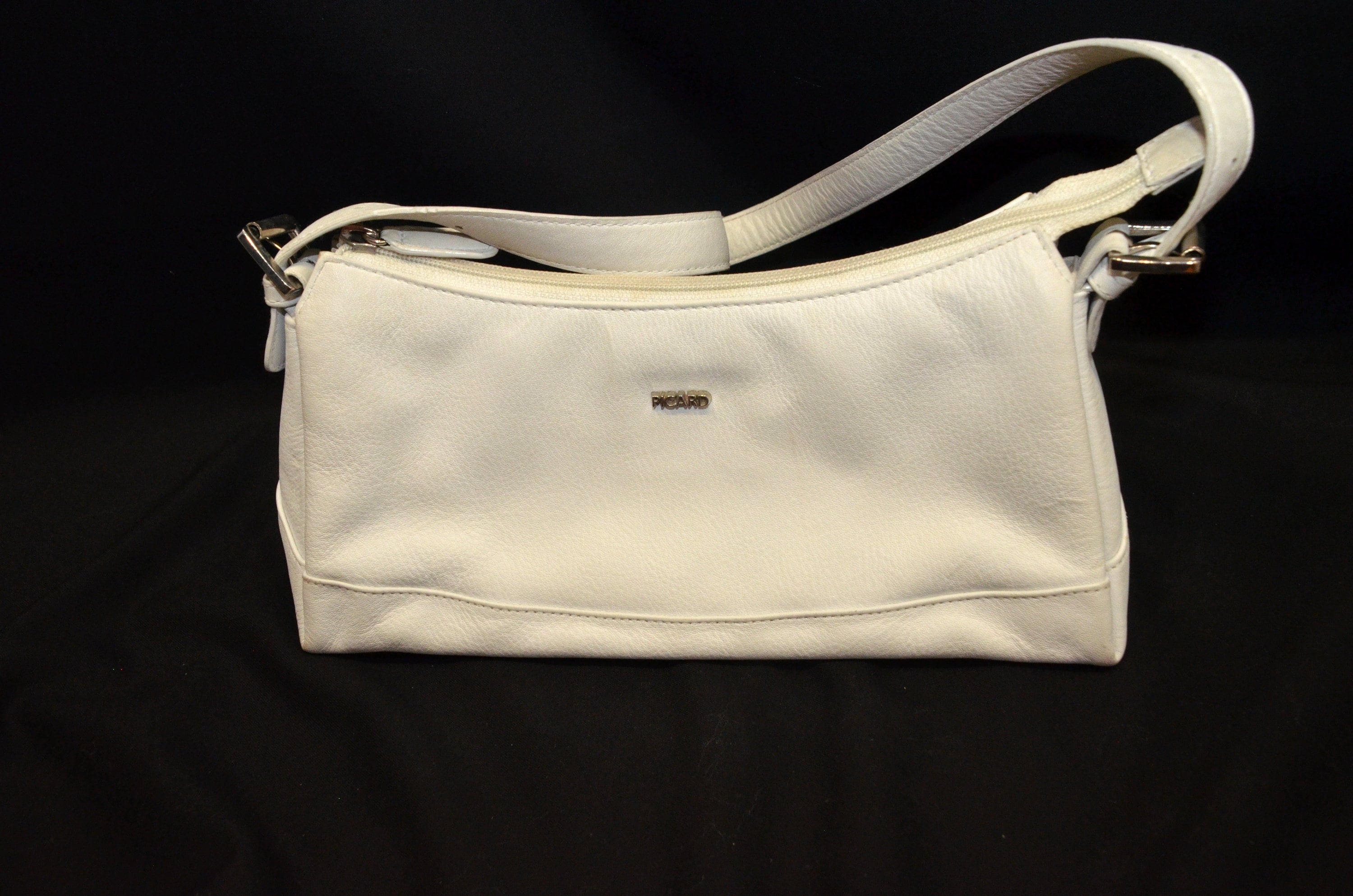 Small Vintage Leather Bag White Picard 