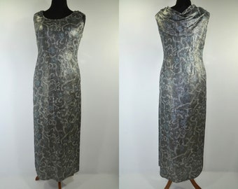 Maxi dress shades of Grey with silver thread unique