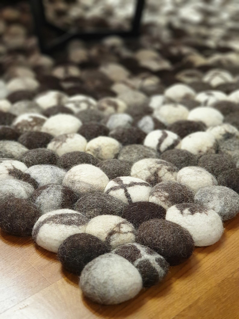 240cmx170cm Felt stone rug / Handmade pebble rug/ Ecofriendly Etsy
