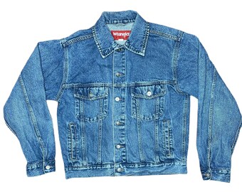 80s Wrangler Western Jacket Denim Corduroy Caller Button Rancher Workwear Faded Cowboy Vintage Worn Size Small XS