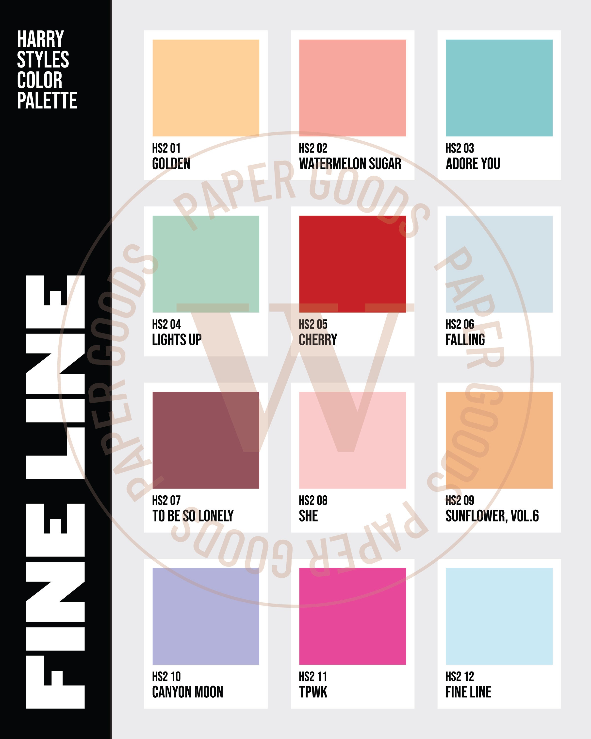 Harry Styles Fine Line Color Palette Print Minimalist Harry | Etsy UK