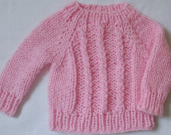 New Cuddly Sweater Size 62-68 Pink Braid Stripes Unique Handmade from Berlin 4-Seasons
