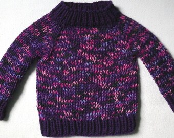 New and guaranteed a unique piece: Cuddly sweater size 80-86 purple-pink-pink-colorful Berliner Handmade