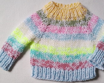 New: baby cuddly jumper size. 68-74, white and colorful, unique, 4 seasons, Berlin handwork