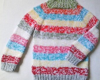 NEW and nice and cuddly: Sweater 122-128 white and colorful stripes Unique handwork from Berlin