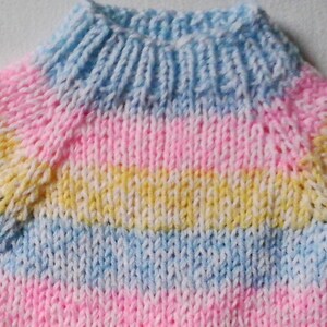 New: baby cuddly sweater size. 68-74, pastel colored light blue-pink-yellow stripes mel., unique, 4 seasons, handcrafted in Berlin image 2