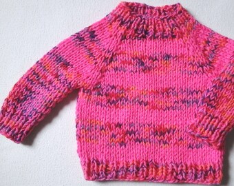 Neu * Kuschel-Pullover * Gr. 68-74 * pink-bunt Farbverlauf Streifen * Unikat * Handarbeit aus Berlin *