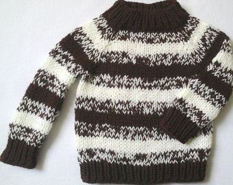 New: cuddly sweater size. 92-98 light chocolate brown + vanilla cream stripes unique Berlin handmade 4 seasons