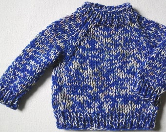 Neu: Baby-Kuschel-Pullover  Gr. 68-74, royalblau-pastellbunt Farbverlauf, Unikat, 4-Jahreszeiten, Berliner Handarbeit