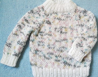 NEW: Cozy sweater * Size 98-104 * White-pastel * Color gradient * Unique * Handmade in Berlin