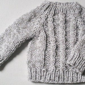 NEW: cuddly jumper size. 92-98, light grey-white cable pattern, unique, handmade in Berlin image 3