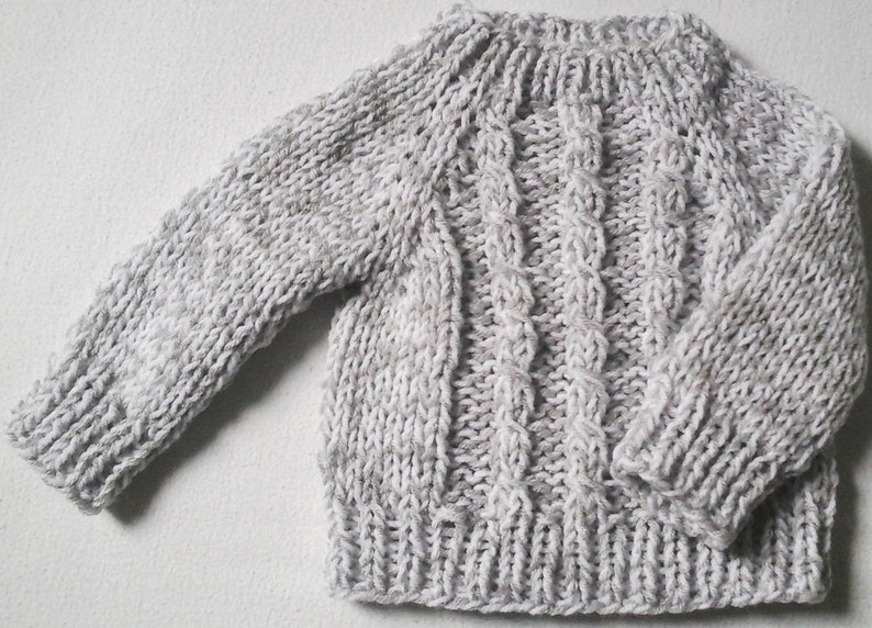 NEW: cuddly jumper size. 92-98, light grey-white cable pattern, unique, handmade in Berlin image 3