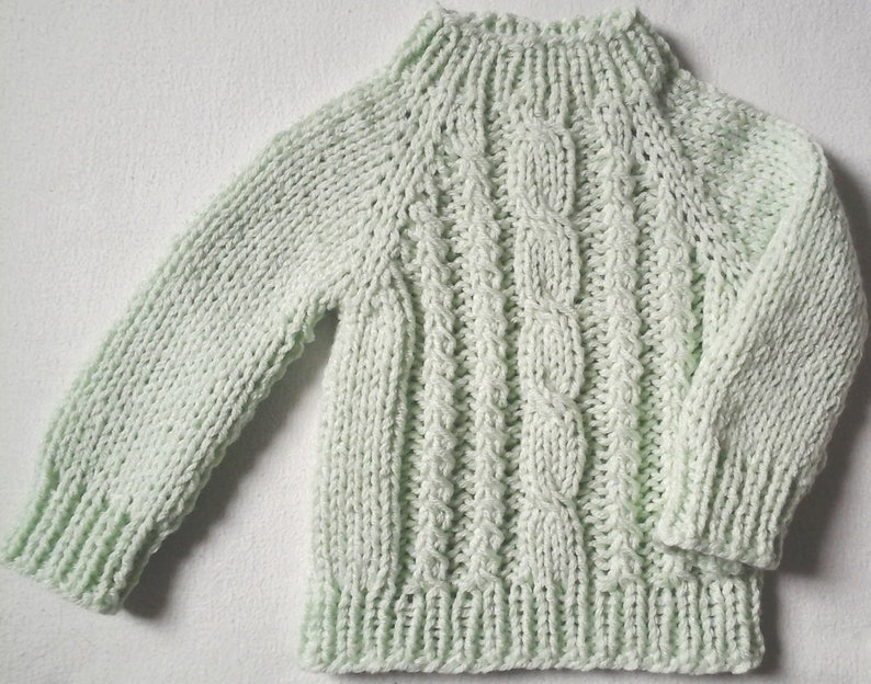 NEW: cuddly jumper light green cable knit size. 80-86, unique, handmade in Berlin 4-season sweater image 1