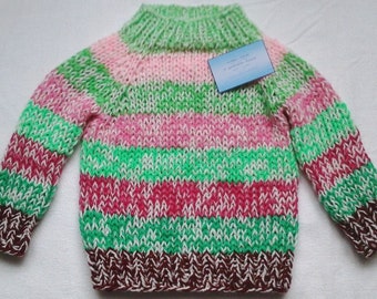 Colorful and sooo soft: Cuddly sweater size 86-92 green pink red New unique