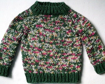 NEU: Kuschel-Pullover * Gr. 86-92  * Tannengrün-bunt * Farbverlauf * Unikat * Handarbeit aus Berlin