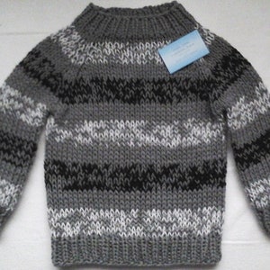 NEU: Kuschel-Pullover 98-104 grau-schwarz weiss von Unikate-Zauber Bild 1