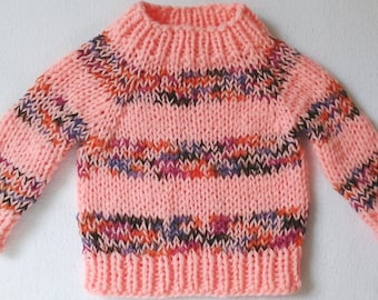 Unique New Baby Cuddle Sweater Size 74 apricot Colorful Stripes 4 Seasons Berlin Handmade