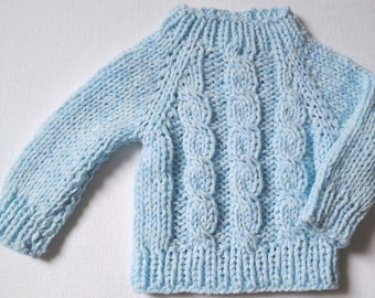 New * Cuddly sweater * Size. 68-74 * Light blue cable pattern * guaranteed to be unique * handmade from Berlin *