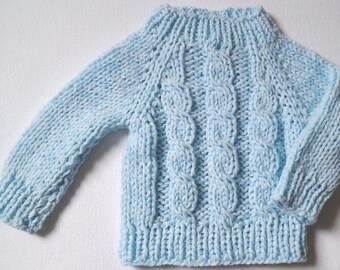 Neu * Kuschel-Pullover * Gr. 68-74 * Hellblau Zopfmuster * garantiert ein Unikat * Handarbeit aus Berlin *