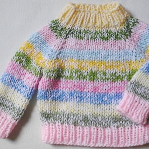 NEW cuddly sweater Gr. 80-86 colorful striped pattern white melange. Unique handwork from Berlin