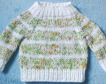 Unique New Cuddly Sweater Size 74-80 white-green-pink-colorful 4-seasons