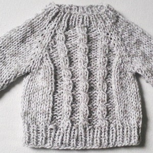 NEW: cuddly jumper size. 92-98, light grey-white cable pattern, unique, handmade in Berlin image 1