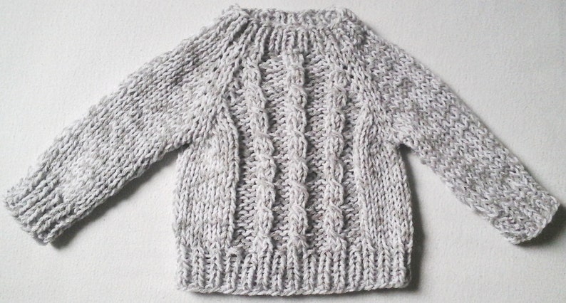 NEW: cuddly jumper size. 92-98, light grey-white cable pattern, unique, handmade in Berlin image 1