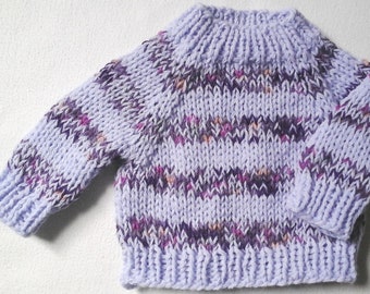 New baby cuddly sweater size. 62-68 lilac-purple stripes unique 4-seasons handmade Berlin