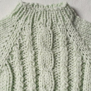 NEW: cuddly jumper light green cable knit size. 80-86, unique, handmade in Berlin 4-season sweater image 2