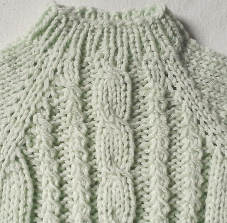 NEW: cuddly jumper light green cable knit size. 80-86, unique, handmade in Berlin 4-season sweater image 2