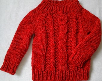 NEW cuddly sweater size. 80-86 red-red cable pattern unique handmade from Berlin