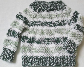 NEW !!! * Cuddly sweater * Gr. 74-80 * white-light green-dark green stripes * unique * handmade in Berlin