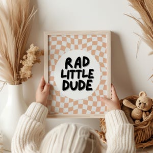 Rad Little Dude Nursery Print: Skater Checkered Decor (Digital Download)