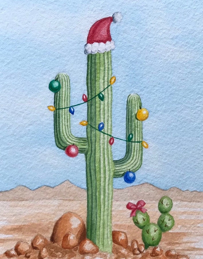 Christmas Cactus, Set of 5 Cards With White Envelopes, High Quality ...