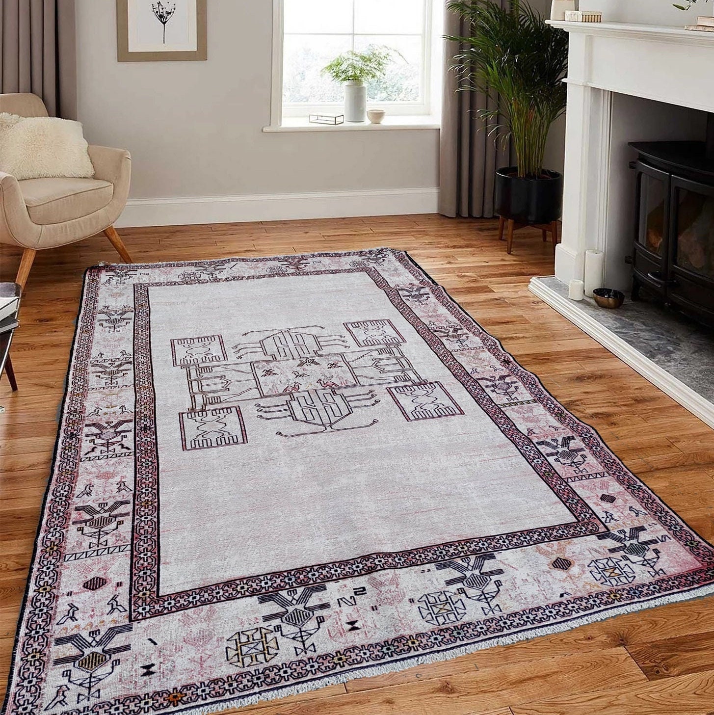 Large Kilim Rug 4x6.2 Ft 122x191cm Animal Print Rug Vintage - Etsy