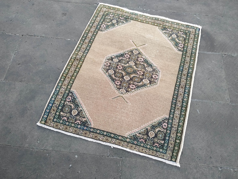 Small Persian Rug 2.1x2.7ft,bathroom rug,front door mat,handmade rug,small area rug,vintage rug,turkish rug,boho decor,bedroom rug,wool rug