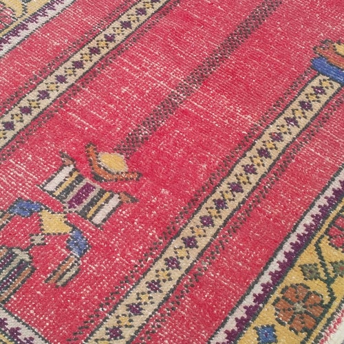 Vintage rug 2.4x3.6ft, small rug runner, oriental rug, hand hooked rug, home decor, Turkish rug, Bohemian shops rug, Oushak Rug