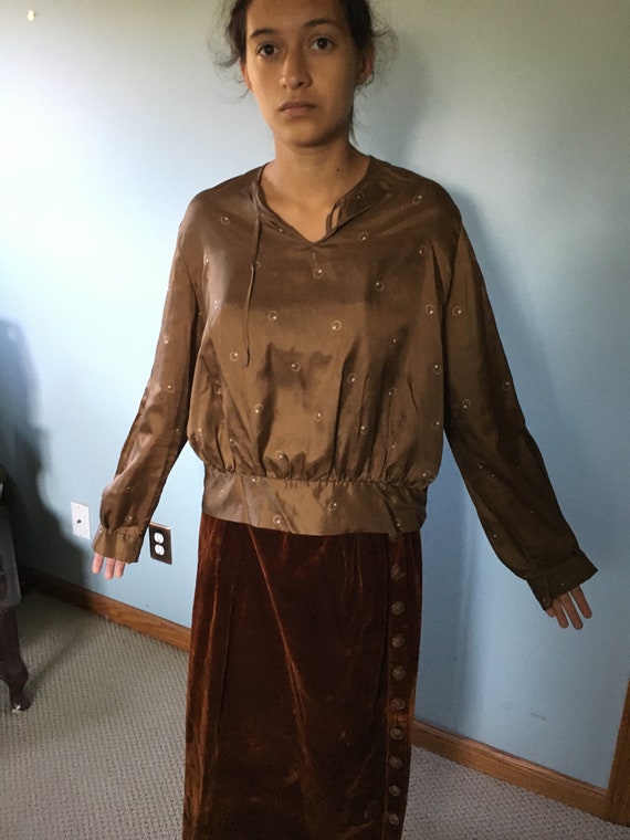 Blouse, Vintage, Brown, 1910's