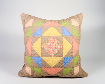 Quilted Throw Pillow - 18" Square Modern Pillow Cover - Accent Pillow - Pastel Pillow - Geometric Pillow - Decorative Pillow