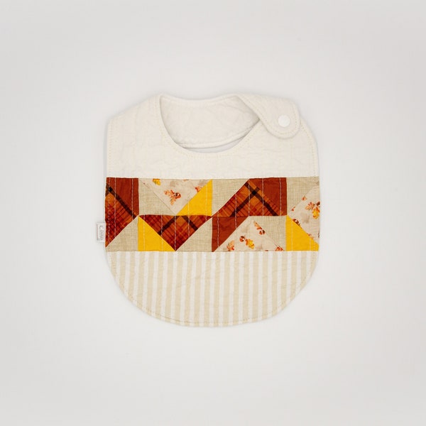 Quilted Baby Bib - Handmade Baby Gift - Fall Toddler Bib - Acorn Bib