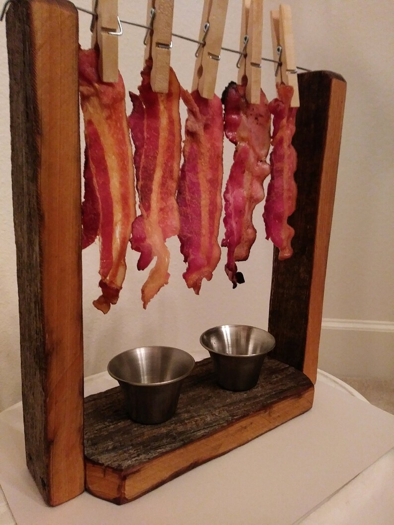 Reclaimed wood clothesline bacon hangerbacon loversparty Etsy