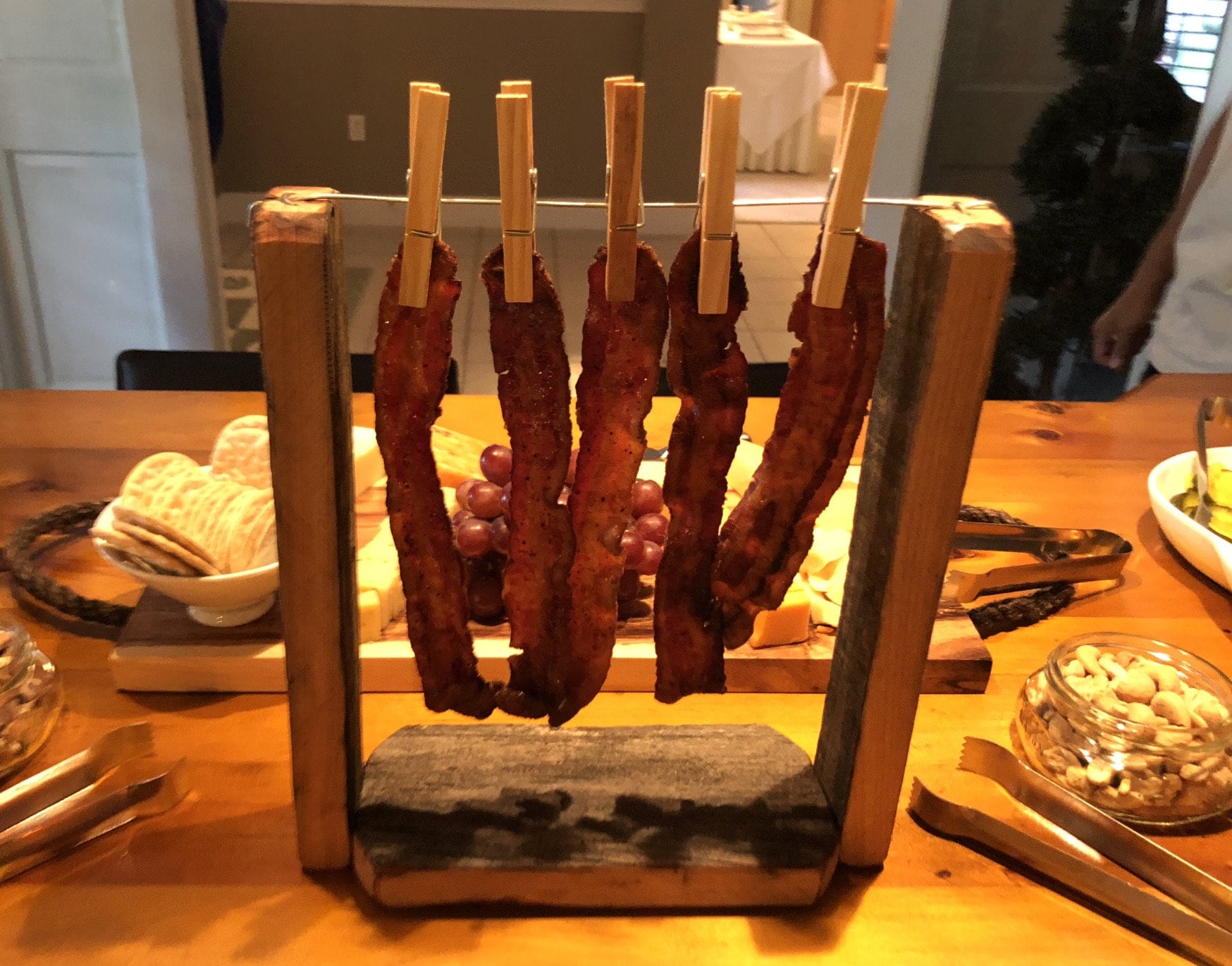 Reclaimed Wood Clothesline Bacon Hangerbacon Loversparty Etsy