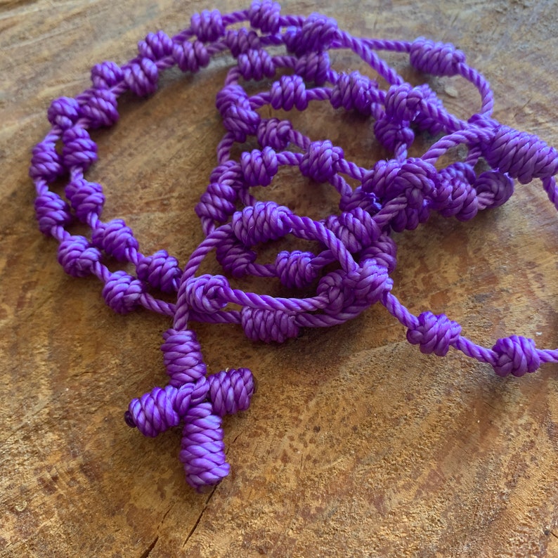 Lavender Knotted Twine Rosary Cord Rosary Nylon Rosary Etsy